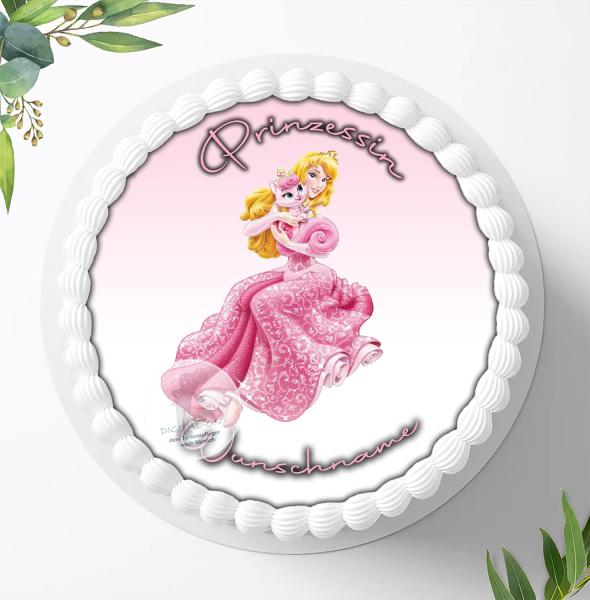 Prinzessin Dornröschen Aurora mit Wunschname, Tortenaufleger Ø 20cm, 0300z